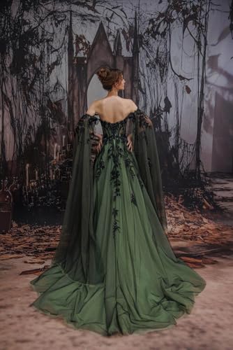 Victoria Sequin Applique Wedding Dress with Puffy Sleeves Off Shoulder Prom Dress A Line Tulle Party Dress with Slits2