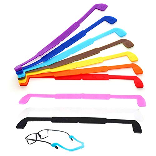 LEEQ 10 Piezas Correa de Gafas de Silicona Cordones de Gafas Retenedor de Gafas de Sol Cuerda de Gafas Antideslizante para los Niños, 10 Colores
