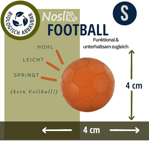Nosli Natural Toys Football • Premium Hundeball aus 100% Naturkautschuk • Zahnpflege Kauspielzeug für Hunde • Wurfball für kleine & große Hunde • Hundespielzeug Ball • Spielball (S)