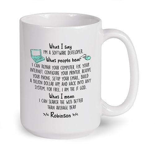 What I Say I'm A Software Developer Mug, Software Developer Gift, Personalized Programmer Mug, Code Mug, Coder Gifts, Software Engineer Mug, Customized Mug With Name, Computer Engineer Cup 11oz 15oz