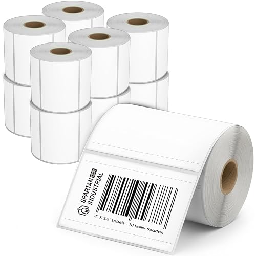 Etiquetas térmicas directas Spartan de 4x2.5 pulgadas en 10 rollos DT para consumibles de envío