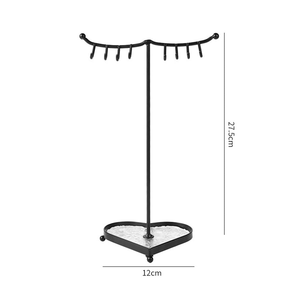 Organisateur de bijoux en fer créatif, collier forme cœur détachable, boucles d'oreilles, bureau debout Support Bijoux(Noir)