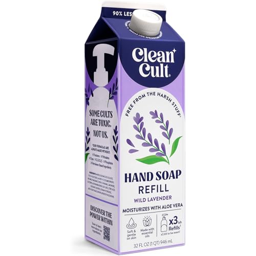Cleancult Liquid Hand Soap Refill - Wild Lavender - Moisturizes Dry & Sensitive Skin - Made with Aloe Vera & Lavender Essential Oils - Eco Friendly - Paper-Based Packaging - 32 oz/1 Pack