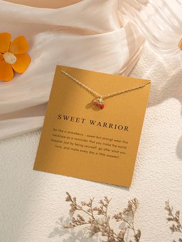 14K Gold Plated Pendant Necklace for Women, Dainty Charm Good Luck Inspirational Gifts for Her Friendship Necklace Cherry, Positive Duck, Shell Pearl Fish Beach Jewelry3