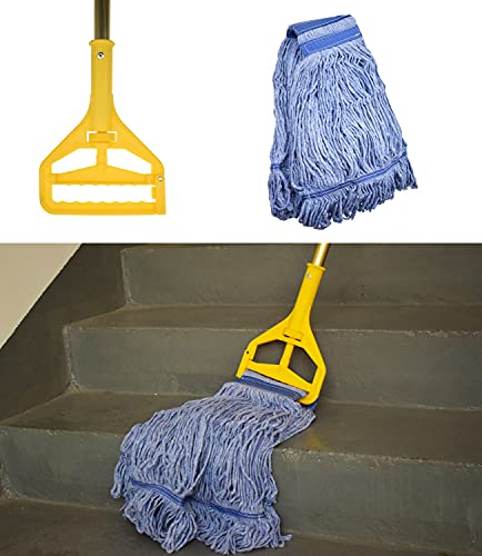 Image of Mop Head Replacement Commercial Heavy Duty String Blue Wet Mop Heads for 3 Typs Commercial Mop Handle(4 pcs,Large,Weight 23oz)