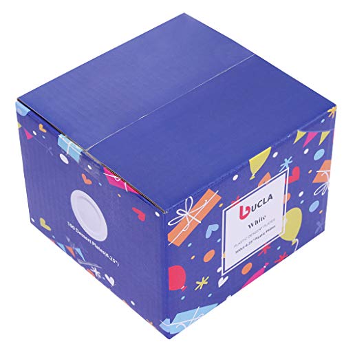 Bucla 100Pieces White Plastic Plates -6.25Inch Disposable Salad/Dessert Plates- White Premium Hard Plastic Appetizer Plates/Small Cake Plates For Weddings& Parties thumb #5