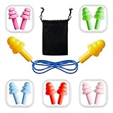 Reusable Silicone Ear Plugs, 6 Pairs Ear Plugs for Sleeping Waterproof Noise Reduction Earplugs for...