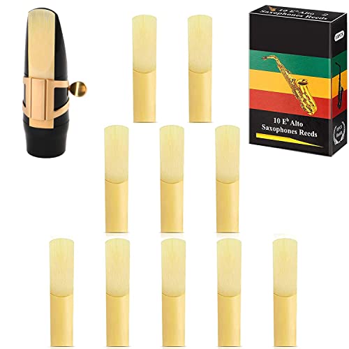 DRERIO 10pcs anches de saxophone 2.0 anches de sax alto anches de clarinette anches traditionnelles force 2.0 pour clarinette alto saxophone débutant professionnel Cover
