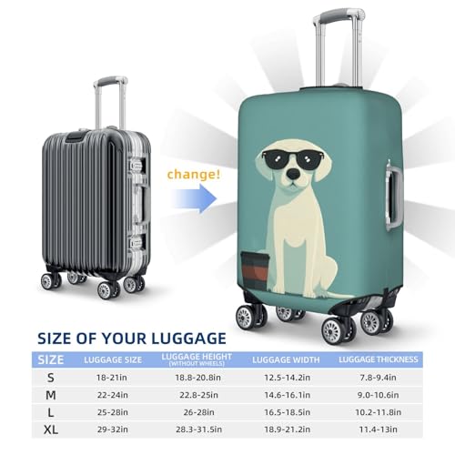 White Puppy With Black Sunglasses Elastic Travel Luggage Covers Dustproof Scratch-Resistant Suitcase Protector Fit 22-24 Inch4