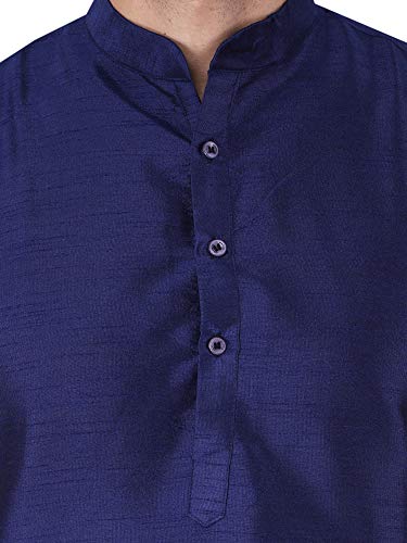 Image of Sadree Men's Silk Blend Mandrin Collor Full Sleeve Knee Length Indian Kurta Chudidar Pyjama Set