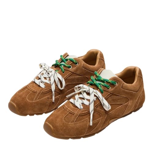 Women’s Lace-Up Sneakers Suede Fashion Sneakers for Women Comfortable Walking Shoes with Memory Foam