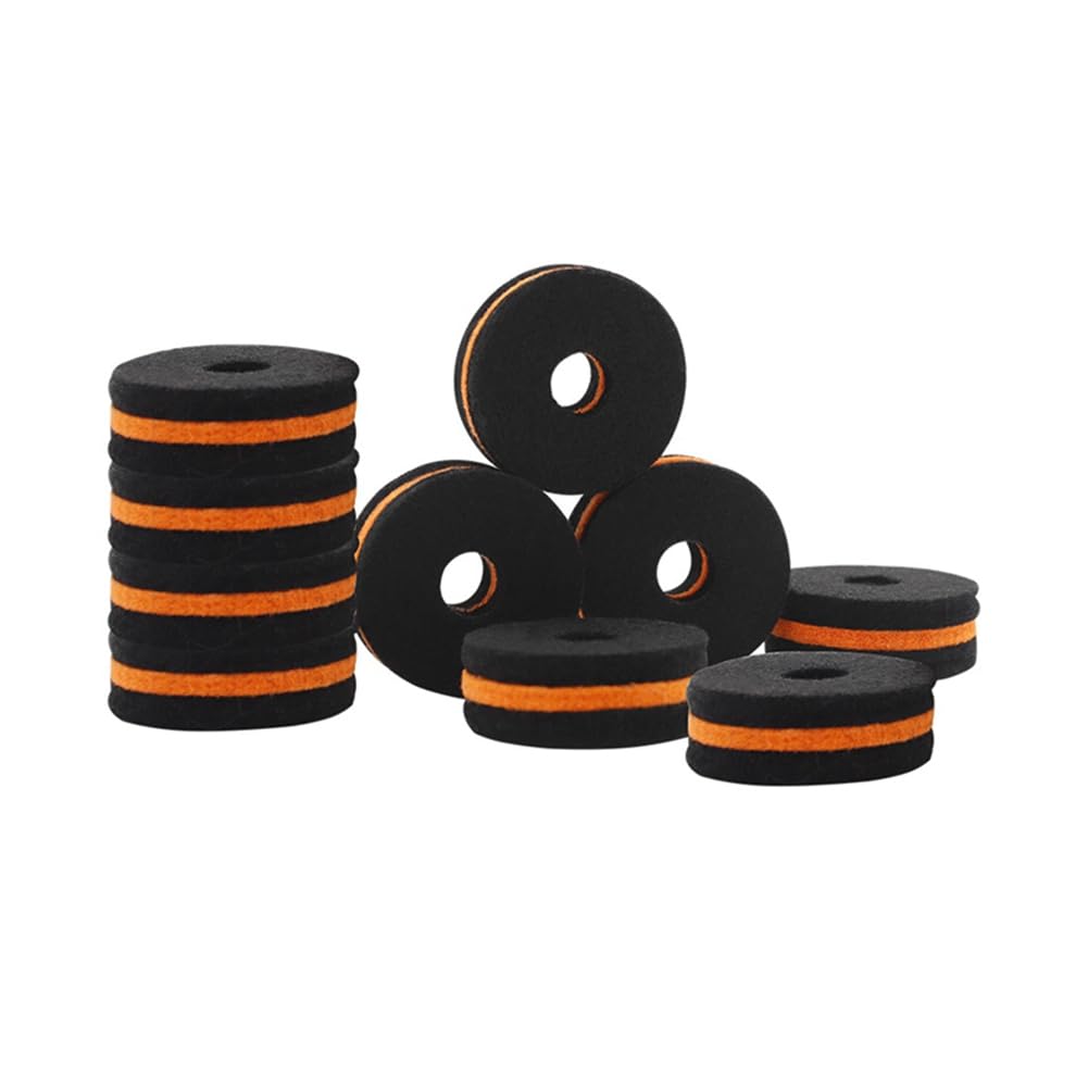 Giyofom 10Pcs Shelf Drum Piece Black-Orange Double-Color Hair Pad Cymbal Stand Felts Washers Cymbal Washer for Drum Set Parts Pack Drum Parts