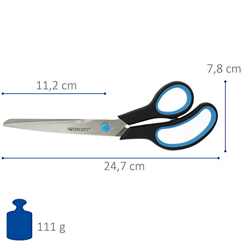 Westcott 25 cm nożyczki Easy Grip Soft Grip - czarny/niebieski