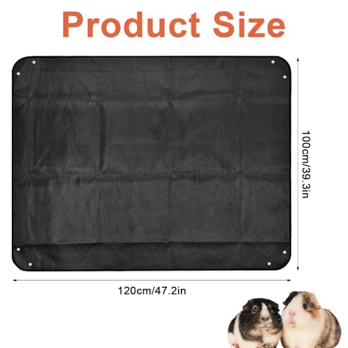 Wasserdichte Haustier-Laufgittermatte 120 x 100cm, Wiederverwendbare Matte für Meerschweinchen Käfig für Frettchen, Andere Kleintiere, Schwarz Faltbare Pflanzmatte für Haustiergehege und Gartenarbeit