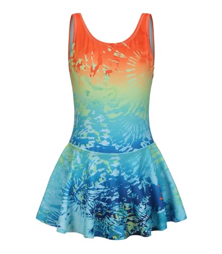 Image of Girls One Piece Swimsuits Leopard Bathing Suit for Kids Hawaiian Swimwear with Skirt Swim Dress 3-16 Years