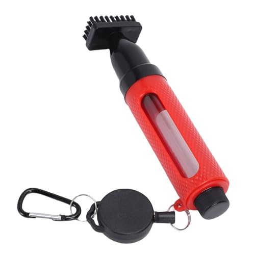 CHICIRIS Club Brush with Nylon, Press Type Water Spray for Club Head Cleaning, Retractable Clip (Red)