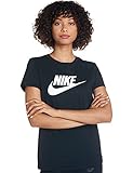 nike shirt damen grau Klassisches Logo Nike Damen W NSW Tee ESSNTL ICON Futura T-Shirt, Black/(White), S