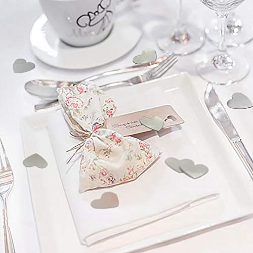 Heart Confetti Valentine's Day Silver Table Confetti Metallic Foil For Party Wedding Happy Birthday Baby Showe Bridal Shower Festival Theme Party Decorations Supplies(Silver) #TOP2
