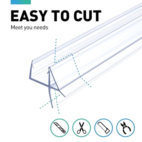 FCSOTSPS Shower Door Bottom Seal, 2 PCS 1/4\" x 36\" Shower Door Sweep for 1/4 Inch Glass, Frameless Glass Door Seal Strip,Stop Shower Leaks and Create a Water Barrier (6MM)