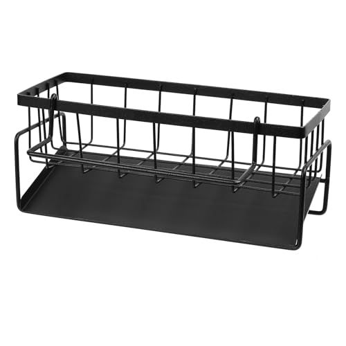 Escurreplatos sobre Fregadero, Soporte Esponja Fregadero, Soporte Estropajo Fregadero de Cocina, Escurridor de Platos con Boquilla de Drenaje Automático, Organizador de Fregadero de Lavado, Negro