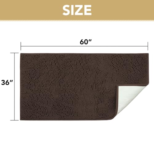 Image of H.VERSAILTEX Dog Door Mat Absorbent Dirt Trapper Non Slip Quick Dry Washable Chenille Pet Bed Mat for Mud Dogs Indoor and Outdoor(Chocolate, 36 inch x 60 inch)