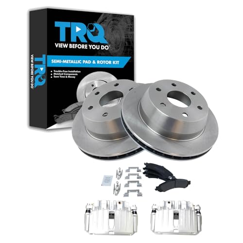 Image of TRQ Rear Brake Pad & Rotor Kit Compatible with 02-06 Cadillac 00-06 Chevrolet GMC