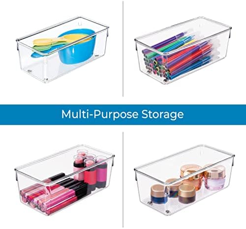 iDesign Drawer Organiser, Medium Size Plastic Drawer Insert for Bathroom or Kitchen, Practical Drawer Organiser for Makeup, Kitchen Accessories and Office Supplies, Clear
