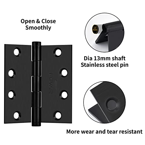 Fovar Door Hinges, 4X4 In Matte Black Door Hinges Set Of 3 Solid Brass Hardware Heavy Duty Hinges Ball Bearing For Commercial Building Doors(Matte Black) #TOP1