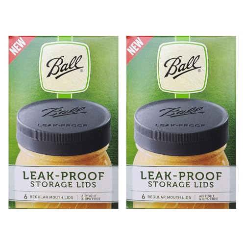 Ball Leak-Proof Plastic Lids for Glass Mason Jars, Used for Canning, Pickling, Juice, Jam, Jelly (Regular, 6 Count (Pack of 2))