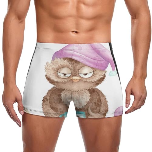 Short de bain hibou motif animé stretch et séchage rapide
