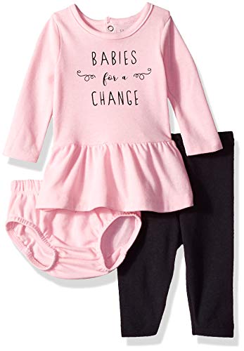 Hanes Baby Flexy Long Sleeve Tunic with Diaper Cover and Legging Set, Pink Fun, 18-24 Months