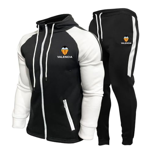 MAUXpIAO Hombres/mujeres Vǎ-lēňciā algod﻿ón sudadera con capucha pantalones traje ropa deportiva clásica ropa casual para correr chándal/B/M