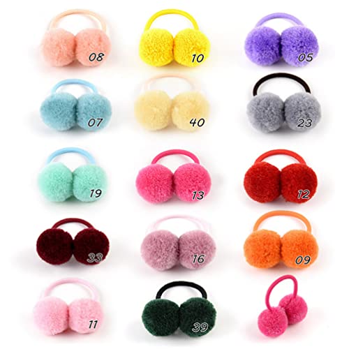 14PCS Girls Hair Bobbles Elastic Hair Rubber Bands Rope Tie Ball Pom Hair Ties Pompom Ball Elastic Hair Band Ponytail Holders for Child Toddlers Girls Kids Hair Accessories - Image 3