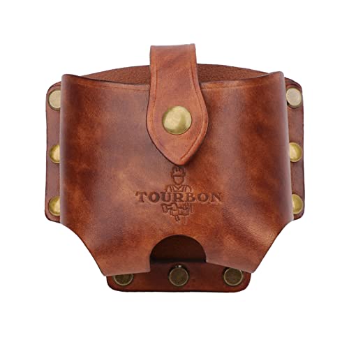 Tourbn Tourbon Grand mètre ruban en cuir avec pochette marron pour outils d'électricien 11,5 x 5 x 10 cm Cover