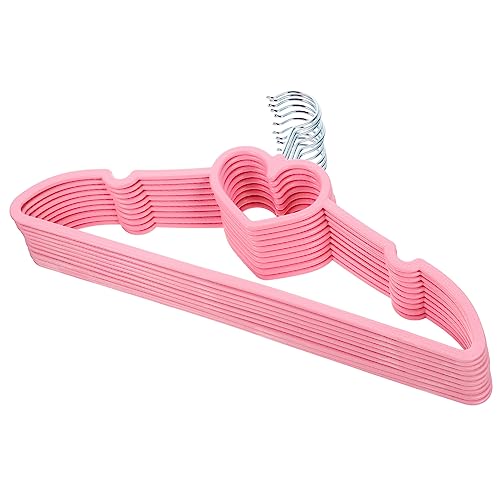 Cabilock 10Pcs Pink Heart Pattern Non Slip Clothes Hanger Abs Hangers for Adult and Clothing for Home and Laundry Use