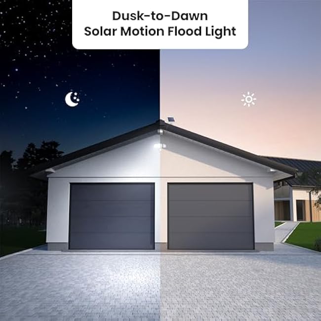 Feit Electric Outdoor LED Triple Head Solar Security Flood Lights with Motion Sensor, Dusk-to-Dawn Sensor, 3000 Lumens Floodlight, 5000K Daylight, No Hardwiring Needed, S13TFL/3000MOTSOL/WH