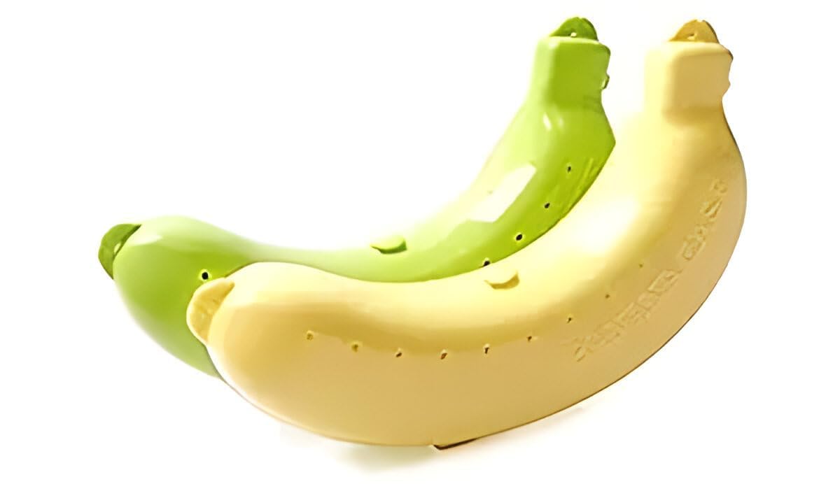 Blue Denko *Banana Shaped Plastic Food Storage Container, Banana Protector, Cute Carrier Storage Box Lunch Box (Green and Yellow, Pack of 2)-picture-13