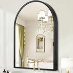 Arch Wall Mirror Black Bathroom Mirror Metal Frame Mirrors for Wall, Decoration Vanity Bedroom Entryway Living Room 30 * 40cm