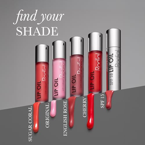 Image of Rodial Plumping Collagen Lip Oil 0.14 fl oz, Hydrating Vegan Lip Oil for Fuller-Looking Lips, Nourishing Botanical Oils with Cherry, Jojoba & Macadamia, Sheer Pink Gloss Finish