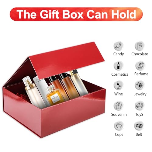 Rsgift 3 Pack Gift Boxes - 18x15x6.1 Inches, Red Collapsible Groomsmen Proposal Boxes with Magnetic Lids, Extra Large for Presents, Wedding, Christmas, Birthday - Thumbnail 5