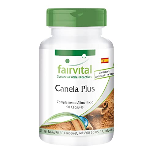 Fairvital | Canela Plus - Extracto de Canela + Cromo + Zinc - VEGANO - Dosis alta - 90 Cápsulas - Calidad Alemana