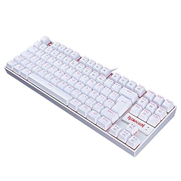 Teclado Mecânico Gamer Redragon Kumara Branco Switch Outemu Red LED Vermelho ABNT2 - K552W-2 (RED), UNICO