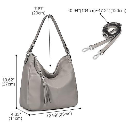 Image of YALUXE Women's Real Leather Shoulder Bag Hobo Handbag Purse Crossbody Bag
