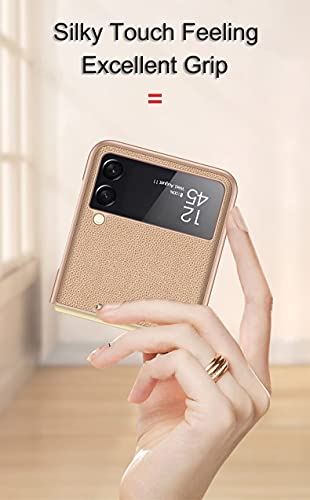 Compatível com capa Samsung Galaxy Z Flip 3 5G, capa leve de couro Capas de proteção completa com ca