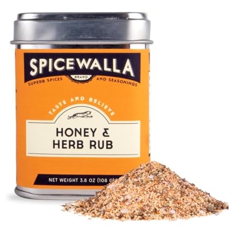 Spicewalla Honey and Herb Rub 3.8 oz | Garlic, Salt, Brown Sugar, Basil, Black Pepper | Non-GMO, Gluten Free, No MSG Cover
