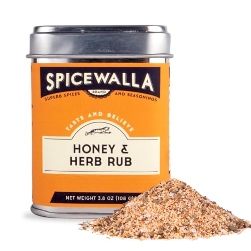 Spicewalla Honey and Herb Rub 3.8 oz | Garlic, Salt, Brown Sugar, Basil, Black Pepper | Non-GMO, Gluten Free, No MSG
