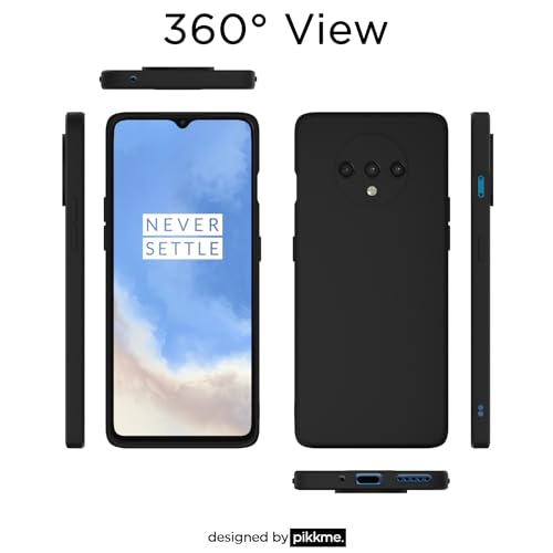 Image of Outlouders Back Cover for OnePlus 7T | Camera Protection | Durable Soft Matte Silicone Bumper Case (Black)
