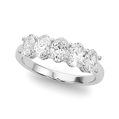 1 Carat & 2 Carat Oval Lab Grown 14K Diamond Five Stone Anniversary Band for Women (F-G/VS-SI)