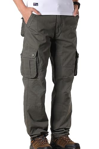 Men's Outdoor Casual Loose Multi Pocket Cargo Pants Solid Military Athletic-Fit Trousers by Summer