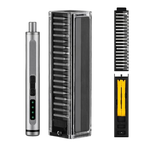 Destornillador eléctrico inalámbrico - Herramienta magnética recargable con 36 puntas | Juego de precisión eléctrico para aplicaciones de torsión de carraca para perforación en la industria de la